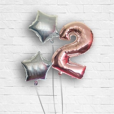 Ramo: 1 Globo Numero Y 2 Con Forma Inflados Con Helio