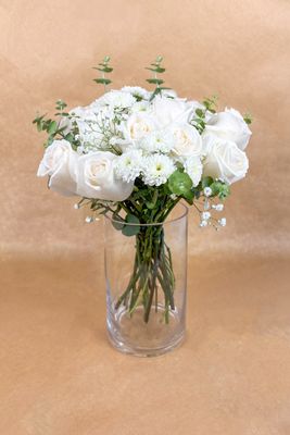 12 rosas en Jarrón de Vidrio