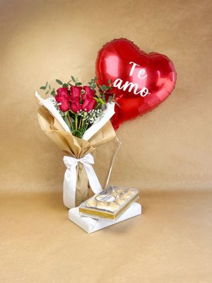 Bouquete de 6 + Ferrero de 12 + Globo Helio