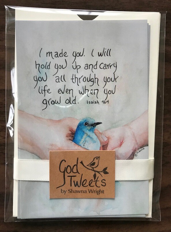 "In His Hands" God Tweet Card ( Pack of five)