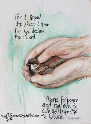 &quot;A Small Sparrow In His Hands&quot; (Signed &amp; Numbered Print)