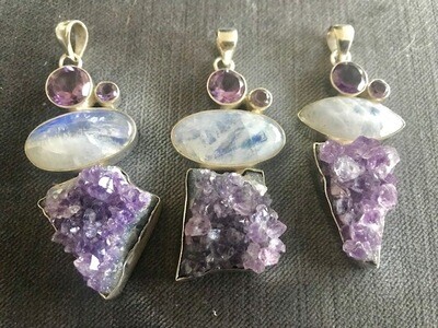 Amethyst Pendants with Moonstone Amethyst Pendants with Moonstone