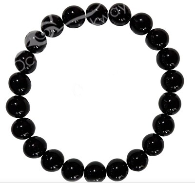 Black Tourmaline Bead Bracelet - 8mm