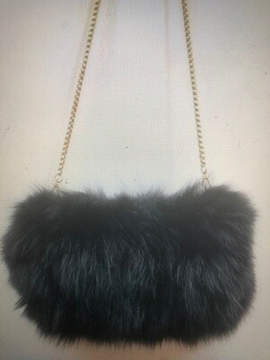 Black Fox Fur Purse w/Long Crossbody Chain Black Fox Fur Purse w/Long Crossbody Chain