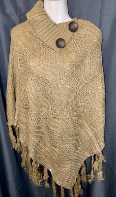 High Fashion Buttoned Cowl Ponchos High Fashion Buttoned Cowl Ponchos