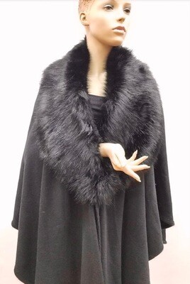 Elegant Faux Fur Cape - Black Elegant Faux Fur Cape - Black