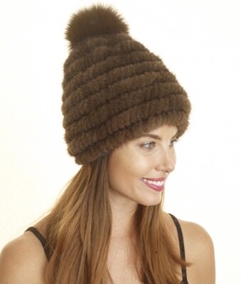 Premium Coco Brown 100% Rex Rabbit Fur Hat Premium Coco Brown 100% Rex Rabbit Fur Hat