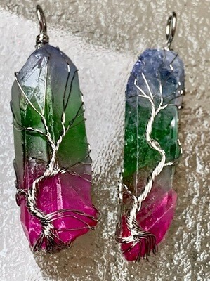 Colorful Quartz Pendants in Tree of Life Wrap Colorful Quartz Pendants in Tree of Life Wrap
