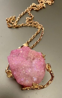Pink Druzy Necklace