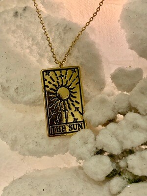 Tarot Card necklace of the Sun - Dipped in Gold
