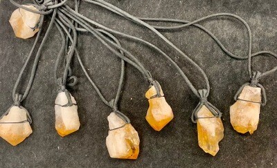Genuine Raw Citrine Necklace on Cord Genuine Raw Citrine Necklace on Cord