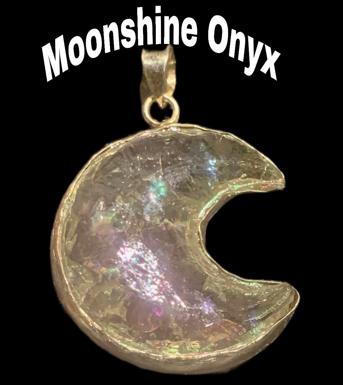 Moon Shine Onyx Pendant in Silver