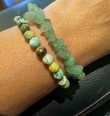 Variscite Smaller bead Bracelet with free shipping and free gambling stone