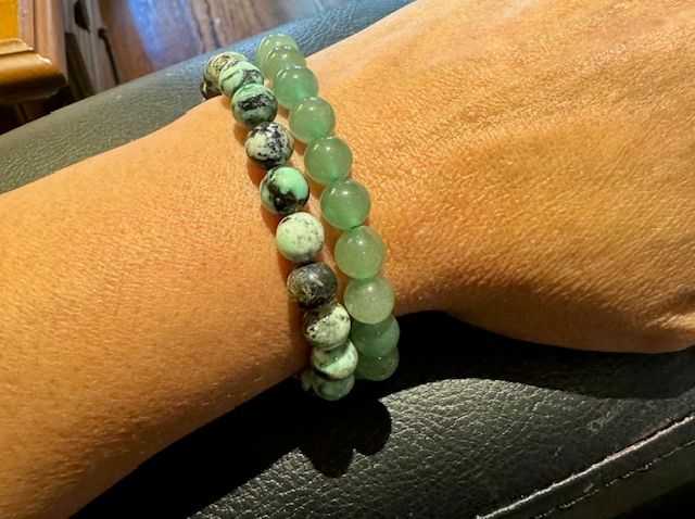 Variscite bead and free aventurine bracelet set