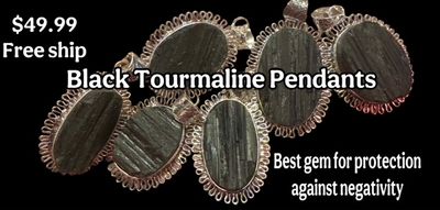 Black Tourmaline Pendants in Stainless Steel
