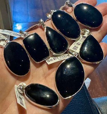 Black Onyx Pendants in Sterling Silver