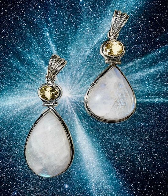 Moonstone &amp; Citrine in Silver Pendantz