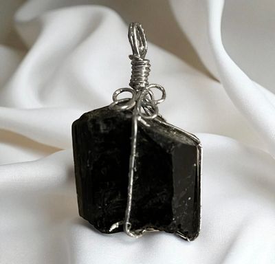 Wire Wrapped Black Tourmaline Pendant Wire Wrapped Black Tourmaline Pendant