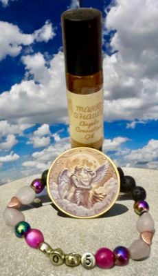 Angelic Connection Oil for Twin Flames, Soul Mates Manifestation Coin