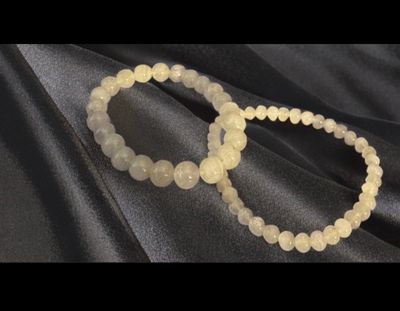 New! Gorgeous Libyan Desert Glass Large Bead Bracelet on left