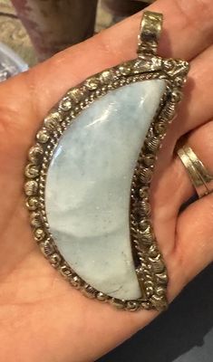 Blue Calcite Moon Pendant