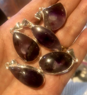 Atomic Trapiche Amethyst Pendants