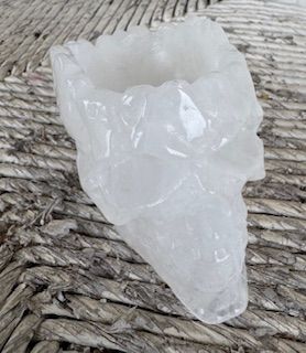 Quartz Crystal Skull Gem and Jewel Holder