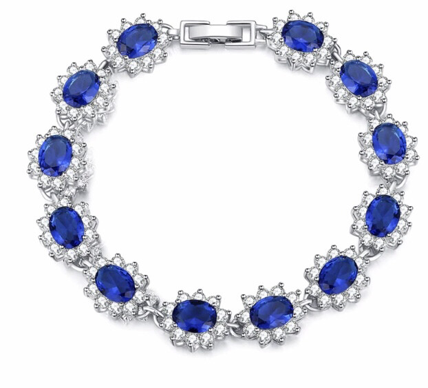 Blue SAPPHIRE Bridal Bracelet Wedding Bracelet CZ Bling