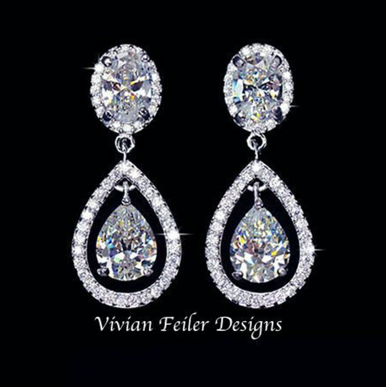 Bridal Earrings, Wedding Teardrop CZ