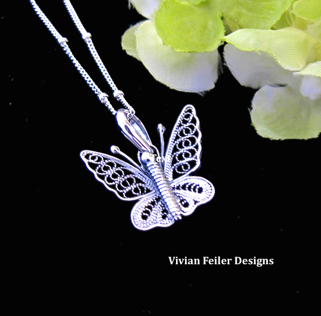 Butterfly Necklace Jewelry Sterling Silver Lucky Charm Yoga Jewelry