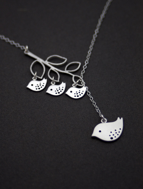 Mother Child Necklace Jewelry Mama Bird 3 Babies