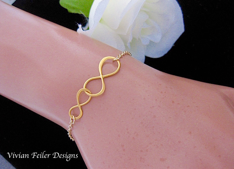 Mother daughter Jewelry 24K GOLD Infinity Bracelet Large and Small