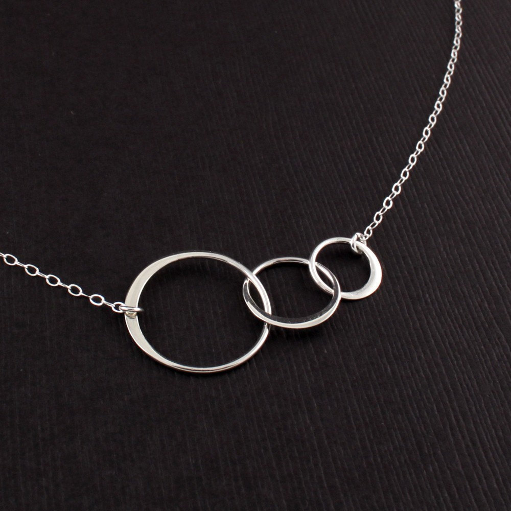 Mother Son Daughter Necklace Sterling Silver Triple Circle