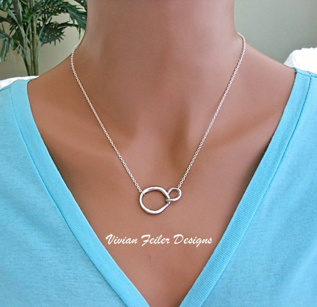 Mother Son Necklace Daughter Child Infinity Silver Mother&#39;s Day
