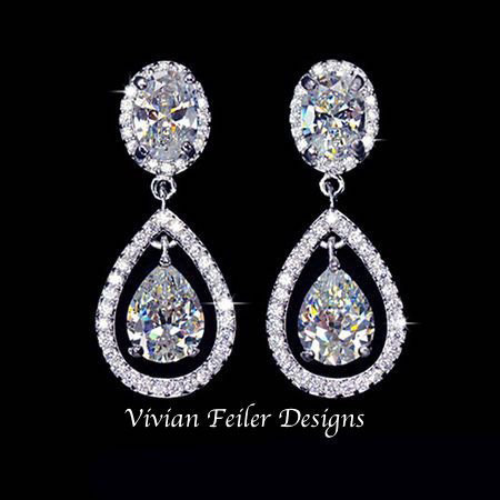 BRIDAL Earrings Wedding Earrings Tear Drop DIAMONDS Halo Jewelry Cubic Zirconia Water Drop