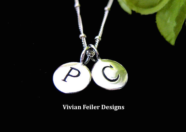 INITIAL Necklace Personalized Jewelry Sterling Silver 1 to 6 Initials Satellite Chain Charm Mother Day Gift Christmas Gift Anniversary