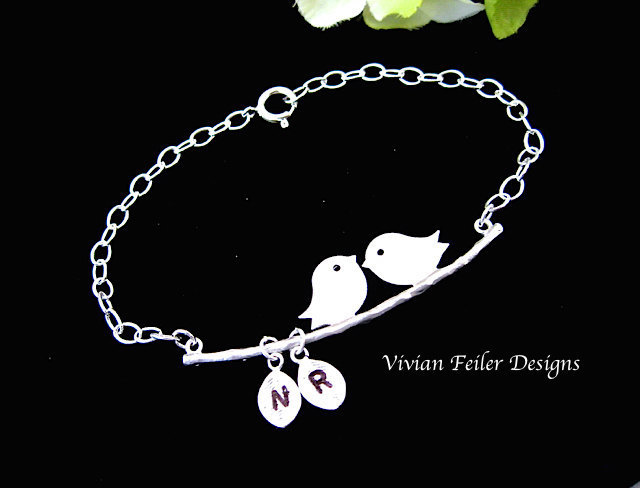HUSBAND WIFE JEWELRY Love Birds Jewelry Bracelet Initials Personalized Jewelry Boyfriend Girlfriend Mother&#39;s Day Valentine Day Gift