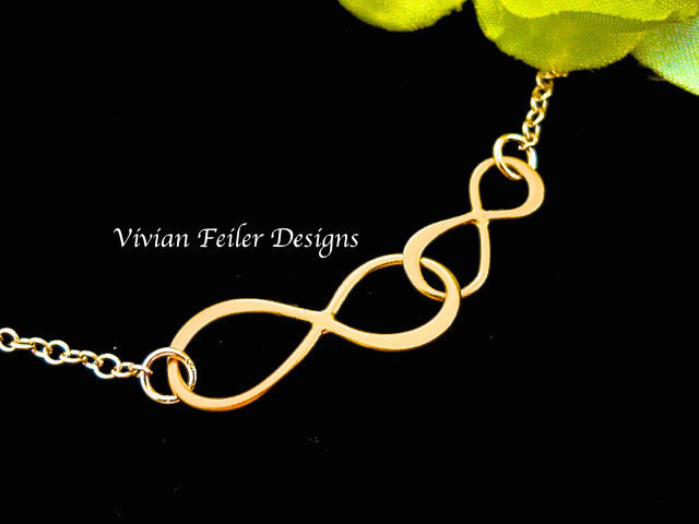 Mother Daughter Necklace, 24K GOLD Jewelry Double INFINITY