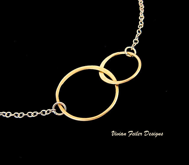 Mother daughter Necklace 24K Gold Infinity Jewelry Two Circle Mother Son Mother Day Gift