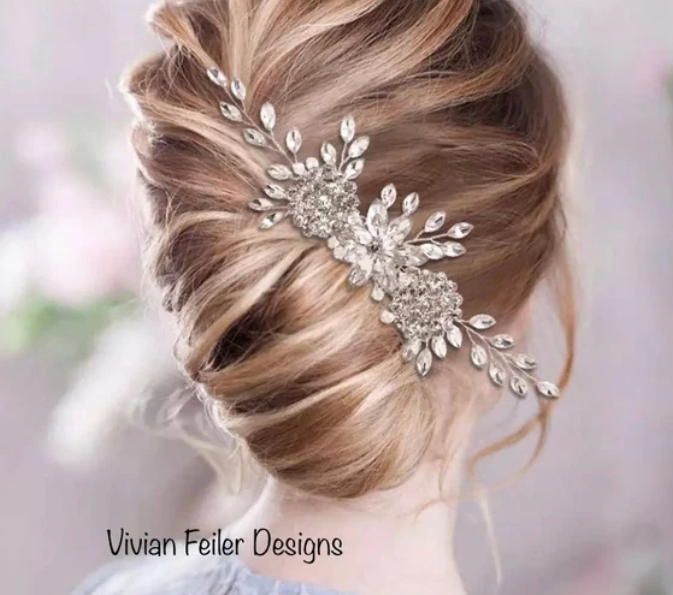 Bridal Wedding Hair Comb Accessory Floral Rhinestone VINE Hair Piece