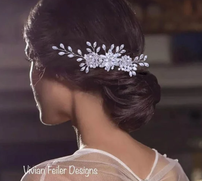 Bridal Wedding Hair Comb Accessory Floral Rhinestone VINE Hair Piece