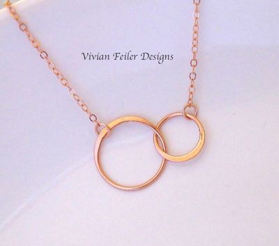 Mother daughter Jewelry Sterling Silver Two Circle Necklace