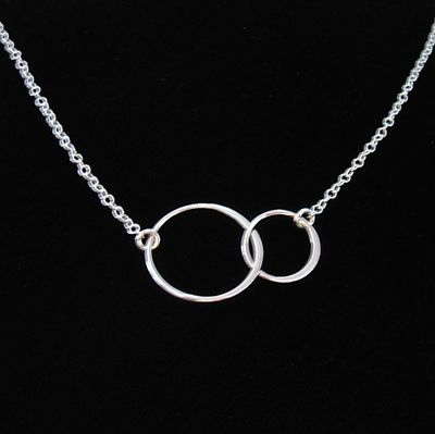 Mother daughter Jewelry Sterling Silver Two Circle Necklace