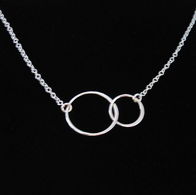 Mother daughter Jewelry Sterling Silver Two Circle Necklace