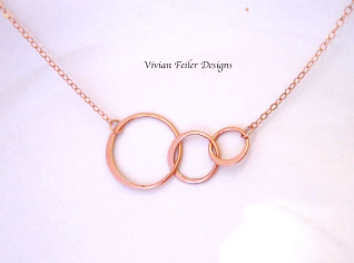 Mother son daughter Necklace ROSE GOLD Jewelry Linked Circle Mother of two husband wife child Gift for Mom Anniversary