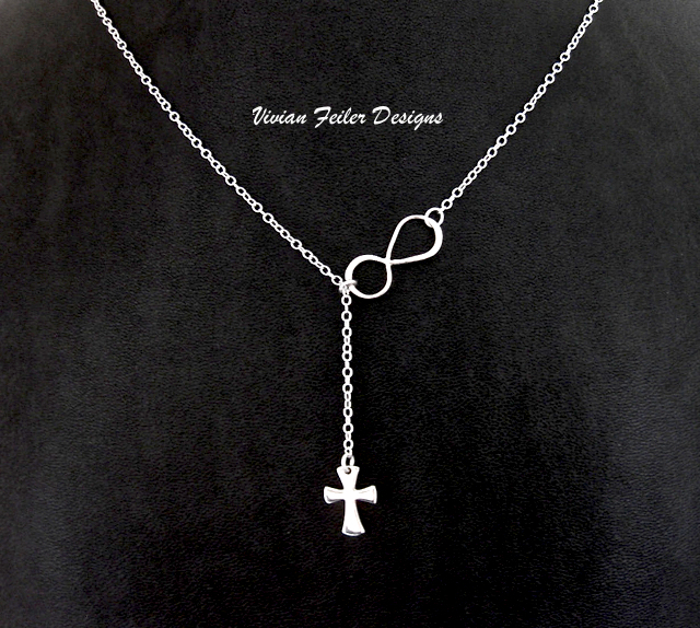 Infinity CROSS Necklace Sterling Silver Graduation Mother Anniversary