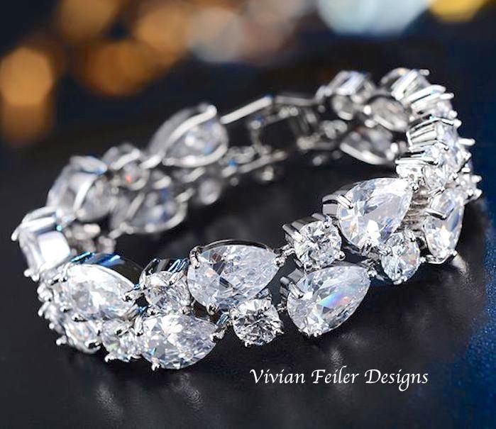 Bridal Bracelet Cubic Zirconia Wedding Cuff Crystal