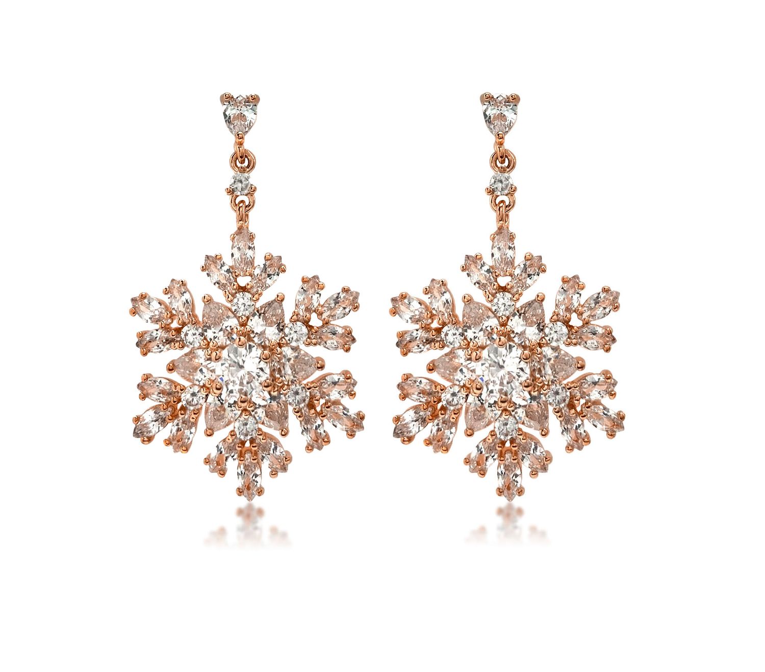 Rose Gold Snowflake Winter Earrings