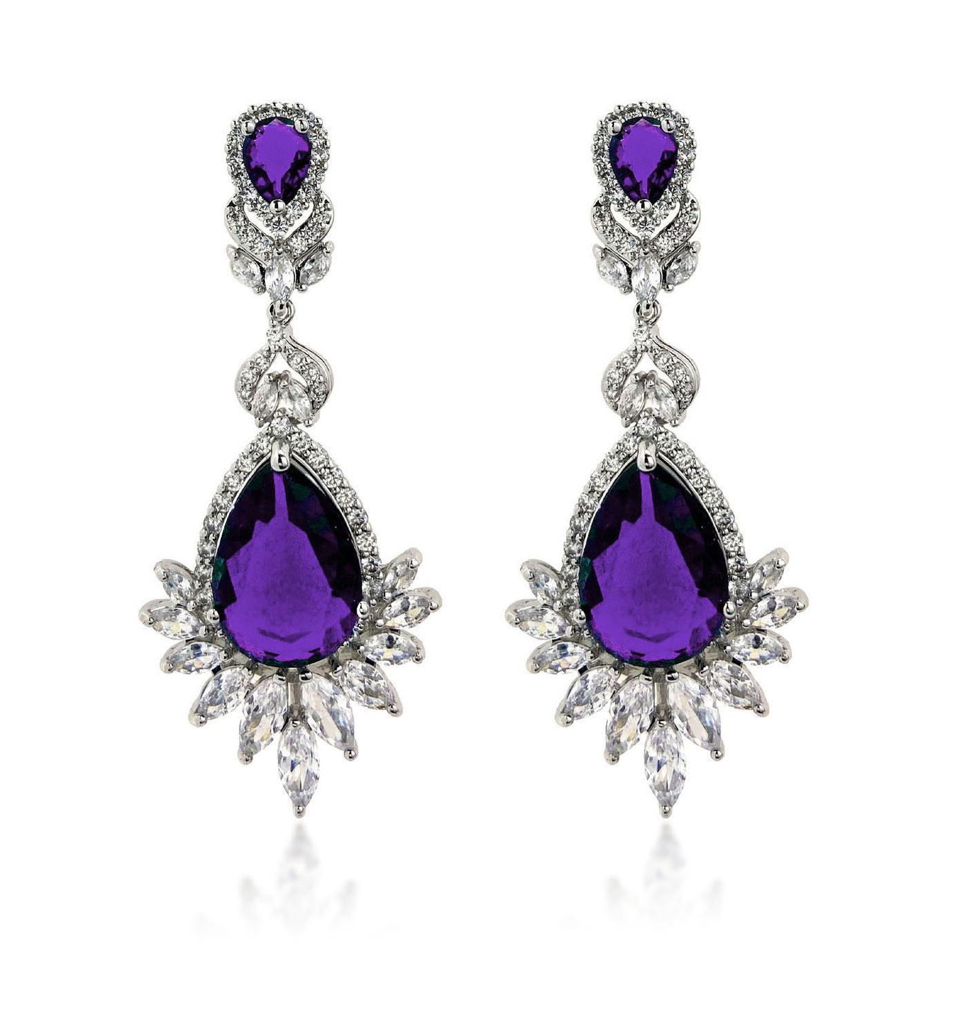 Lavender Peacock Drop Earrings