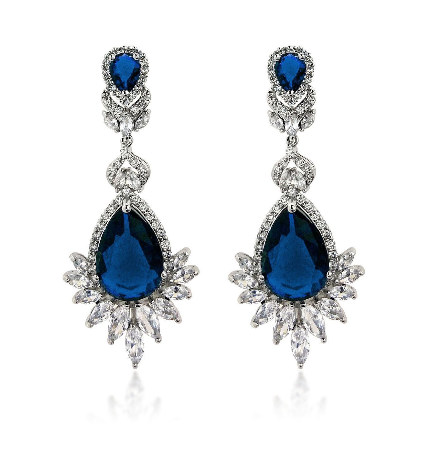Sapphire Blue Peacock Drop Earrings